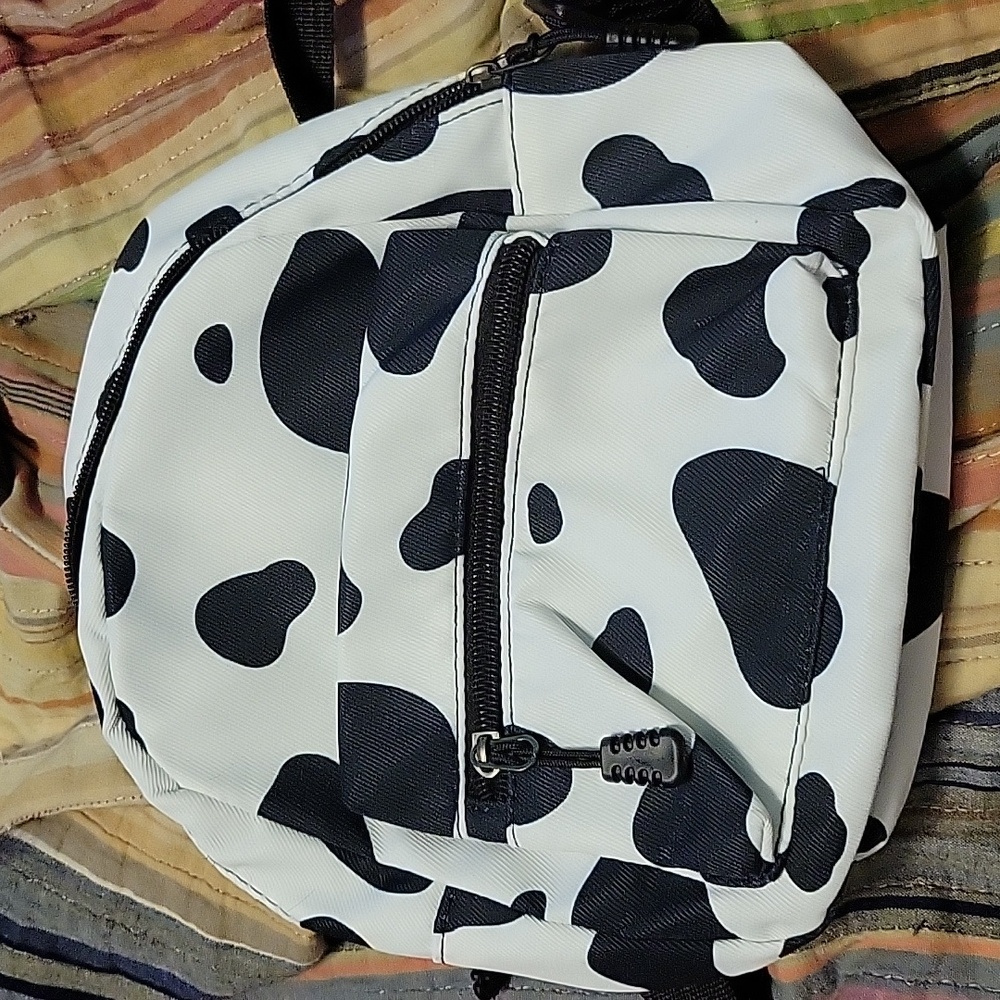 Black and White Cow Print Backpack
